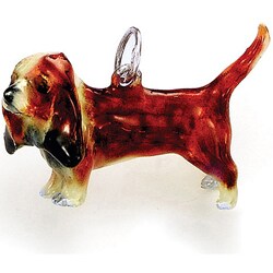 Sterling Silver Enamel Basset Hound Charm