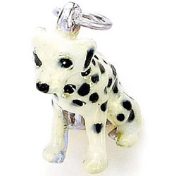 Sterling Silver Enamel Small Dalmatian Charm