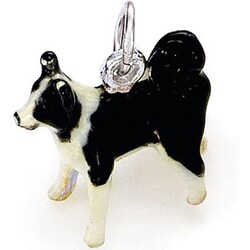 Sterling Silver 3-D Enamel Border Collie Charm