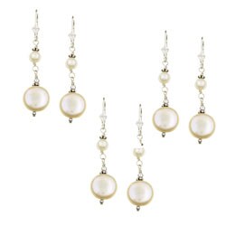 Charming Life Sterling Silver White Coin Pearl Earrings (12 mm) (Case of 3)