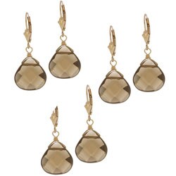 Charming Life 14k Goldfill Smokey Quartz Briolette Earrings (Case of 3)