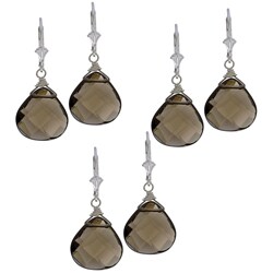 Charming Life Sterling Silver Smokey Quartz Briolette Earrings (Case of 3)