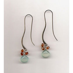 Chalcedony & Hessonite Earrings (Dominican Republic)