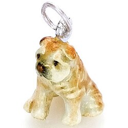 Sterling Silver Enamel Shar Pei Dog Charm