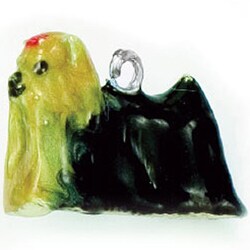 Sterling Silver Enamel Yorkie Malt Dog Charm