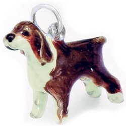 Sterling Silver Enamel English Springer Dog Charm