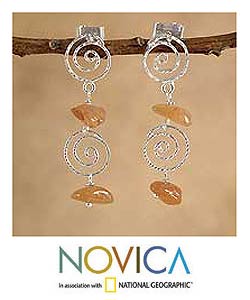 Sterling Silver Agate 'Cosmos' Earrings (Peru)