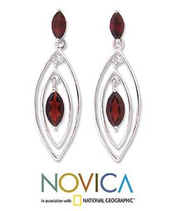 Sterling Silver Garnet 'Vivacious' Earrings (India)