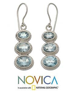 'Blue Tower' Blue Topaz Earrings (Indonesia)