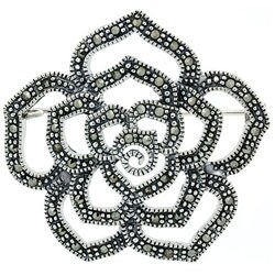 Sterling Silver Marcasite Flower Pin