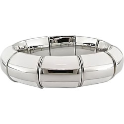 Sterling Silver White Enamel Elastic Bangle