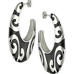 Sterling Silver Black Enamel Earrings