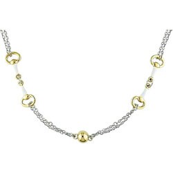 Goldplated Sterling Silver and White Enamel Necklace