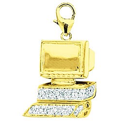 14k Yellow Gold Diamond Computer Charm