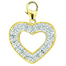 14k Gold 1/10ct TDW Diamond Heart Charm