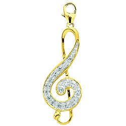 14k Gold 1/10ct TDW Diamond Music Clef Charm