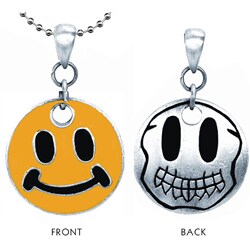 Pewter Double-sided Happy Face Necklace