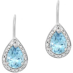 Sterling Silver Blue Topaz Diamond Accent Earrings