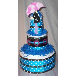 Blue Mod Mom Diaper Cake