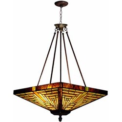 Tiffany-style Stained Glass Mission Chandelier