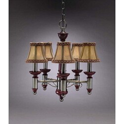 Burgundy/ Antique Nickel 5-light Chandelier