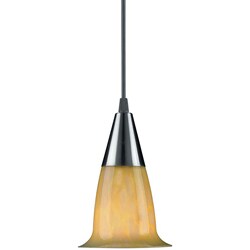 Brushed Nickel Amber Glass Mini Pendant Light