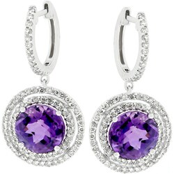 14k Gold Amethyst and 3/4ct TDW Diamond Earrings (I-J, I1)