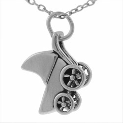 Sterling Silver Baby Carriage Necklace