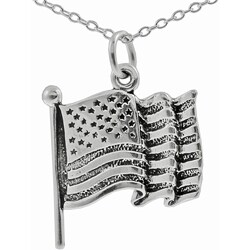 Sterling Silver American Flag Necklace