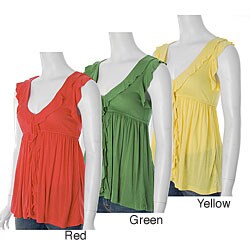 Aziz Women's Ruffled Sleeveless Empire Waist Shirt