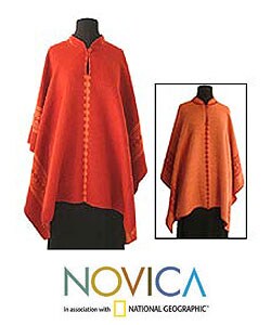 Alpaca Wool 'Andean Sun' Reversible Poncho (Peru)