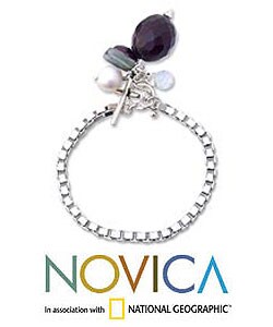 Pearl Garnet 'Cross of Charms' Bracelet (Thailand)