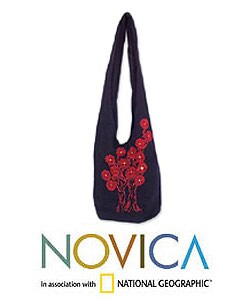 Cotton 'Dreaming of Flowers' Shoulder Bag (Thailand)