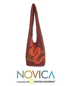 Cotton 'Naga, Mighty Dragon' Shoulder Bag (Thailand)