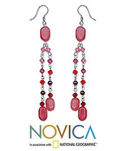 Garnet 'Rose Shower' Dangle Earrings (Thailand)
