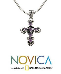 Sterling Silver Amethyst 'New Directions' Necklace (India)