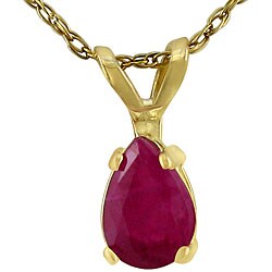 14k Yellow Gold Pear-shape Ruby Pendant