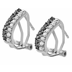 Sterling Silver Black and Clear CZ Earrings