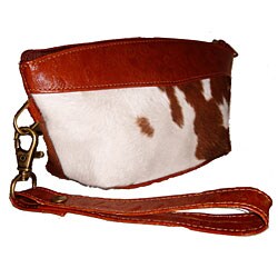 Handmade Brown and White Wristlet Bag (Colombia)