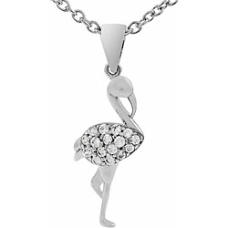 Sterling Silver Cubic Zirconia Flamingo Necklace