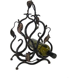 Metal 3-bottle Wine Holder with Leaves and Handle