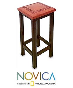 Cedar and Leather 'Empress' Bar Stool (Peru)