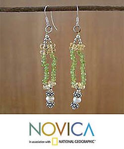 Sterling Silver Peridot and Citrine 'Summer Sun' Earrings (India)