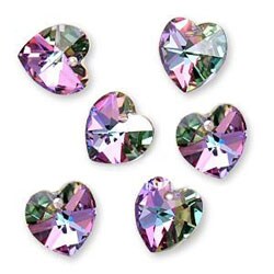 Austrian Crystal Heart Pendant 10mm 'Vitrail Light' (6)
