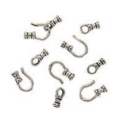 Sterling Silver Fancy Crimp Beads 1mm Cord Ends Hook & Eye