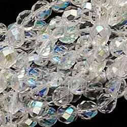 Czech Glass Fire Polish Beads Round 8mm 'Crystal AB' (25)