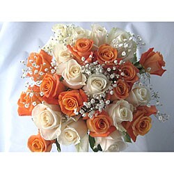 24 Fresh Cut Orange and White Roses