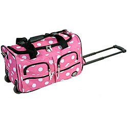 Rockland 22-inch Pink Dot Rolling Duffel Bag