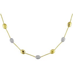 14k Two-tone Gold 3/4ct TDW Diamond Bead Necklace (H-I-J, I1-I2)