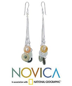 Sterling Silver Jade and Moonstone 'Between Nations' Earrings (Thailand)